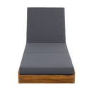 Lounge Chaise Set, Acacia Solid Wood with Lounge Cushion