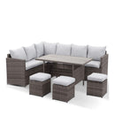 7 Piece Outdoor Dining Set With Cushions, Modular Sectional Sofa And Table by HouseOfZazla