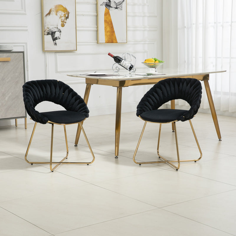 Accent Chairs Set of 2, Velvet Side Chairs with Gold Legs, Mid-Century Upholstered Dining Chairs for Living Room, Kitchen, Bedroom, Beauty Room