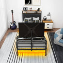 Twin Size Gaming Bed with Rotating TV Mount and LED Lighting by HouseOfZazla