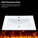 Console Sink With Legs, 24" X 18", Durable Porcela With Frame - White / Black by HouseOfZazla