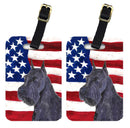 USA American Flag with Schnauzer Luggage Tag