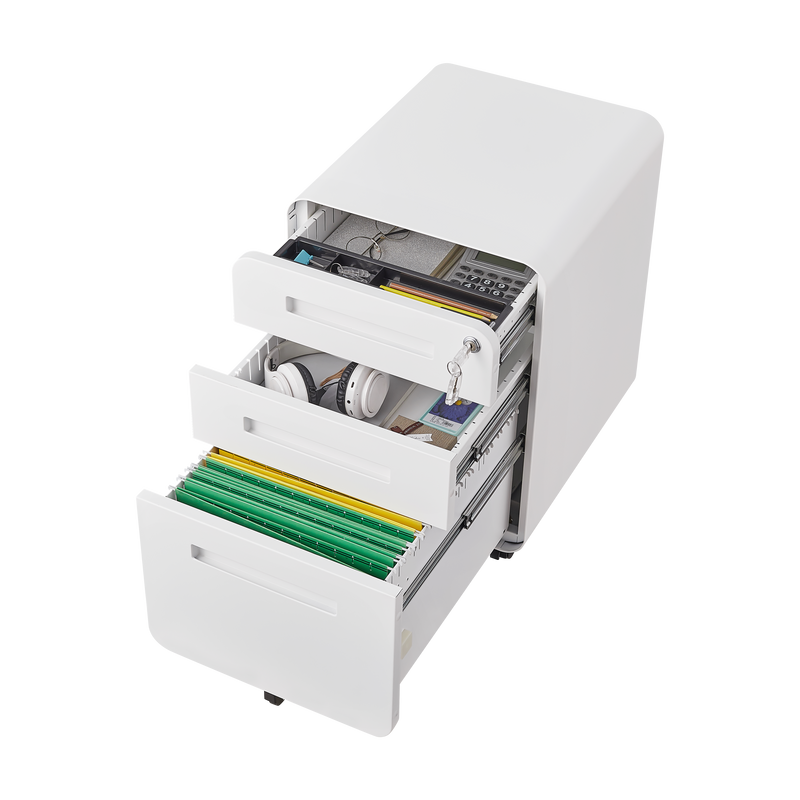 3 Drawer Mobile File Cabinet Under Desk Office,Simple Style Versatile Storage Cabinet for Legal/Letter/A4 Files, 5 Wheel Design Anti-Tilting Cold Rolled Steel Waterproof Moisture-Proof Black