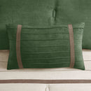 7 PC Pieced Faux Suede Comforter Set Green Cal King