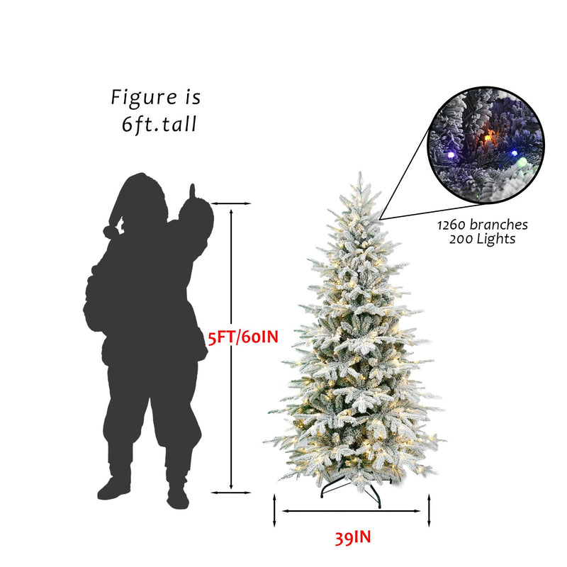 6FT Snow Flocked Artificial Christmas Tree with LED Lights, photo 10 of 10