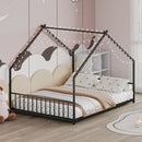 Full Size Rooftop Bed Frame LED Lights For Kids - Black
