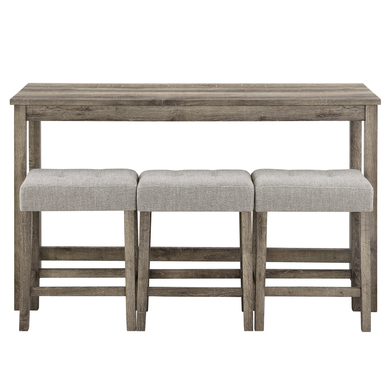 Bar Table Set with Power Outlet, Bar Table and Chairs Set, 4 Piece Dining Table Set, Industrial Breakfast Table Set, for Living Room, Dining Room, Game Room,O