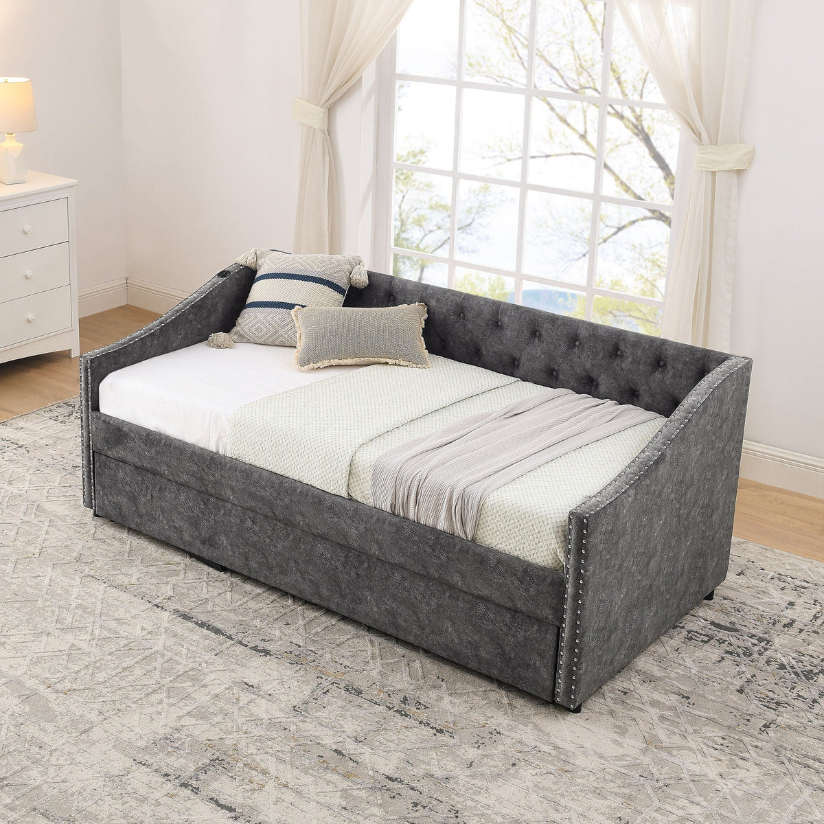 Upholstered Daybed With USB Charging & Pull Out Bed, photo 14 of 40