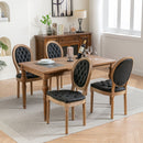 French Style Solid Wood Frame Antique Painting, Hand-Pulled Buckle Decoration Artificial Dining Chair With Nailhead Trim, Wood Legs by HouseOfZazla