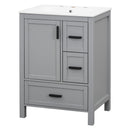 Bathroom Vanity With Sink, Soft Close Door, Double Layer Door Shelf And 3 Drawers - Gray by HouseOfZazla