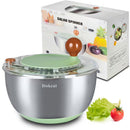 Stainless Steel Salad Spinner, Lettuce Spinner with Drain, Non-Slip Base, Stop Button, Vegetable Dryer, BPA Free, 5.3 Qt