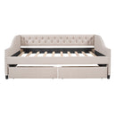 Upholstered Daybed With Two Drawers, Wood Slat Support