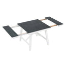 6-Piece Classic Dining Table Set, Rectangular Extendable Dining Table with two 12"W Removable Leaves and 4 Upholstered Chairs & 1 Bench for Dining Room (Gray+White)