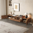 TV Stand For TVs Up To 85" With Closed Storage, Soft Closing Hinges - Walnut by HouseOfZazla