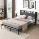 Modern Bed Frame With LED Lights, Upholstered Headboard, USB Charging by HouseOfZazla