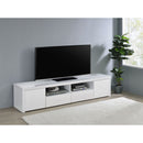 Garner - 2 Door Stand With Drawers Media Console - Gloss White by HouseOfZazla