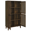 Sakai - 4 Door Tall Accent Cabinet With Slatted Doors - Brown by HouseOfZazla