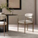 Artemis - Mixed Material Upholstered Dining Arm Chair - Warm White by HouseOfZazla