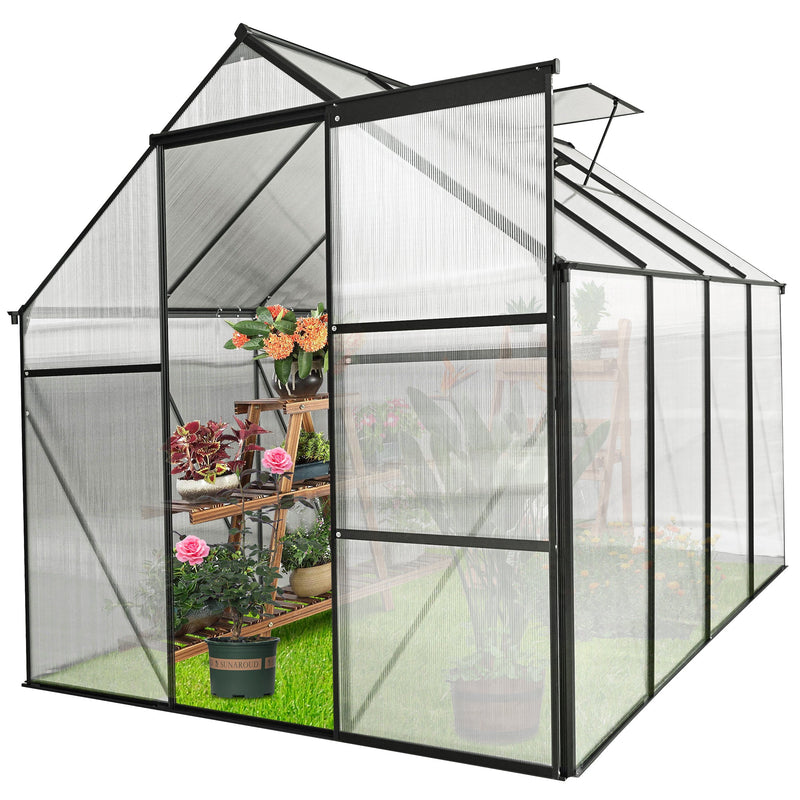 6x8 FT Polycarbonate Greenhouse Raised Base and Anchor Aluminum Heavy Duty Walk-in Greenhouses for Outdoor Backyard in All Season