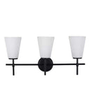 Catalina Pippa 24"W 3-Light Black Finish Vanity Light Fixture with Opal Glass Shades