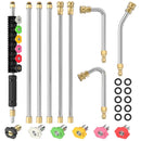 7.54FT Pressure Washer Extension Wand With 1/4" Quick Connect 4000 PSI Pressure 3 Curved Wands 6 Spray Nozzles For Deck Roof Yard Window Wall Fence Cl