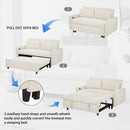 57.48" Pull-out Sofa Bed Convertible Couch 2 Seat Loveseat Sofa Modern Sleeper Sofa with Two Throw Pillows and USB Ports for Living Room, Beige