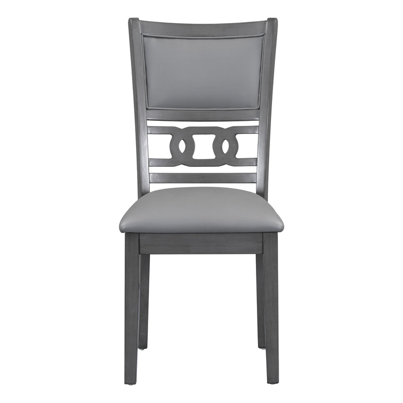 5-piece Dining Round Table Set with One Faux Marble Top Dining Table and Four PU-leather Chairs,Grey