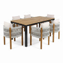 7 Piece Outdoor Dining Set with Table and Chairs - Beige / Teak / White by HouseOfZazla