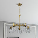 5 Lights Linear Arms With Chain Chandelier - Clear / Gold by HouseOfZazla