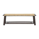 Farmhouse Modern Solid Wood Rattan Bench Multi Functional Design 59" Indoor & Covered Outdoor Bench - Walnut by Unique Piece Furniture