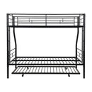 Twin Over Full Modern Metal Bunk Bed With Trundle - Black