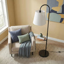 Seoul - Floor Lamp With Rotary Switch Wood Table Base - Black / White by HouseOfZazla