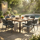9 PCS Outdoor Dining Set with 64" Solid Wood Table and Chairs by HouseOfZazla