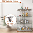 Modern Display Cabinet With LED Lights, Transparent Tempered Glass 2 Door Storage Case With 3 Shelves