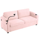 Sleeper Sofa Loveseat Sofa With Full Size Mattress, 2 USB Ports, 2 Cup Holders, 2 Side Pockets And Phone Holder by HouseOfZazla