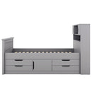 Captain Platform Bed Frame With Storage Bookcases, Shelves, And 4 Drawers by HouseOfZazla