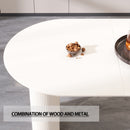 Modern Cream Style Dining Table With Round Wave Legs, 4 - 8 Person - Cream White