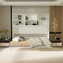 Mordern Design Twin Size Horizontal Murphy Bed With Shelf Storage For Bedroom Or Guestroom Wall Bed Space Saving Hidden Bed With New Style Gas Struts - White by Unique Piece Furniture