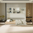 Mordern Design Twin Size Horizontal Murphy Bed With Shelf Storage For Bedroom Or Guestroom Wall Bed Space Saving Hidden Bed With New Style Gas Struts - White by HouseOfZazla