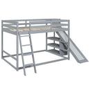 Bunk Bed With Ladder, Slide, And Shelves Pine Wood by HouseOfZazla