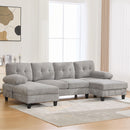 U-Shaped Sectional Sofa 103.5" Fabric Couch With Dual Chaise Lounges, Storage Pockets, Armrest Pillows by Unique Piece Furniture