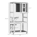 74" Wooden Outdoor Cat House Weatherproof & Wheeled, Catio Outdoor Cat Enclosure with High Weight Capacity, Kitten Cage Condo, Gray