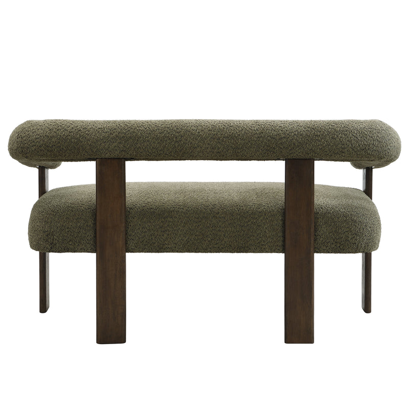 Round Armrest Loveseat (Green + Brown), photo 6 of 10