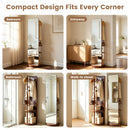 Full Length Rotating Mirror with Coat Rack & Storage Shelf