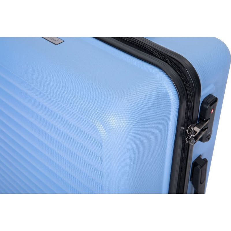 3 Piece Luggage Sets ABS Lightweight Suitcase with Two Hooks, Spinner Wheels, TSA Lock, (20/24/28) LIGHT BLUE