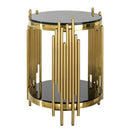 Elegant Round Table With Double Layer Tempered Glass Top And Stainless Steel Frame For Living Room by HouseOfZazla