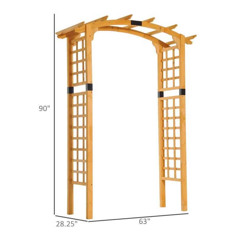 90in Wood Garden Arbor Arch with Trellis Wall for Climbing & Hanging Plants, Decor for Party, Weddings, Birthdays & Backyards