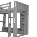 Gaming Loft Bed With Desk, Multi Storage Shelves, LED Lighting, And Hanging Clothes Rack by HouseOfZazla