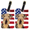 USA American Flag with Airedale Luggage Tag