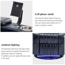 270 degree Power Swivel Recliner, Home Theater Seating With Hidden Arm Storage and LED Light Strip, Cup Holder, 360 degree Swivel Tray Table, and Cell Phone Holder, Soft Living Room Chair, Blue